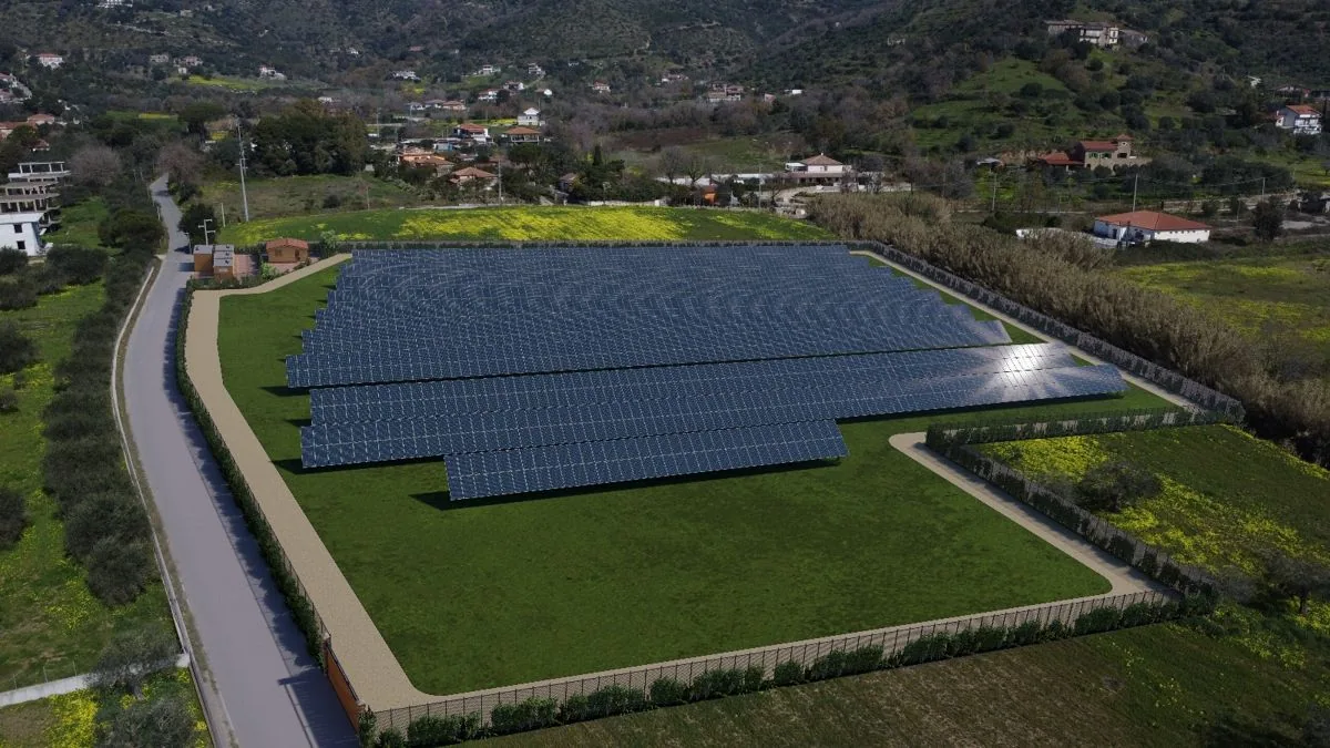 Rendering del parco fotovoltaico Sun X Energy a Castellabate (SA)